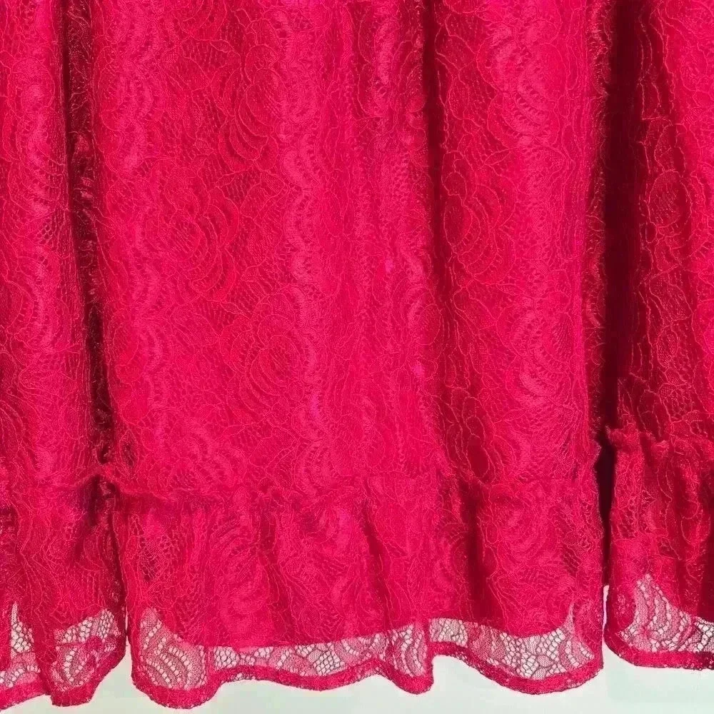 Wonder Nation Toddler Girls Red Lace Holiday Dress Ruffled Hem Size 4T